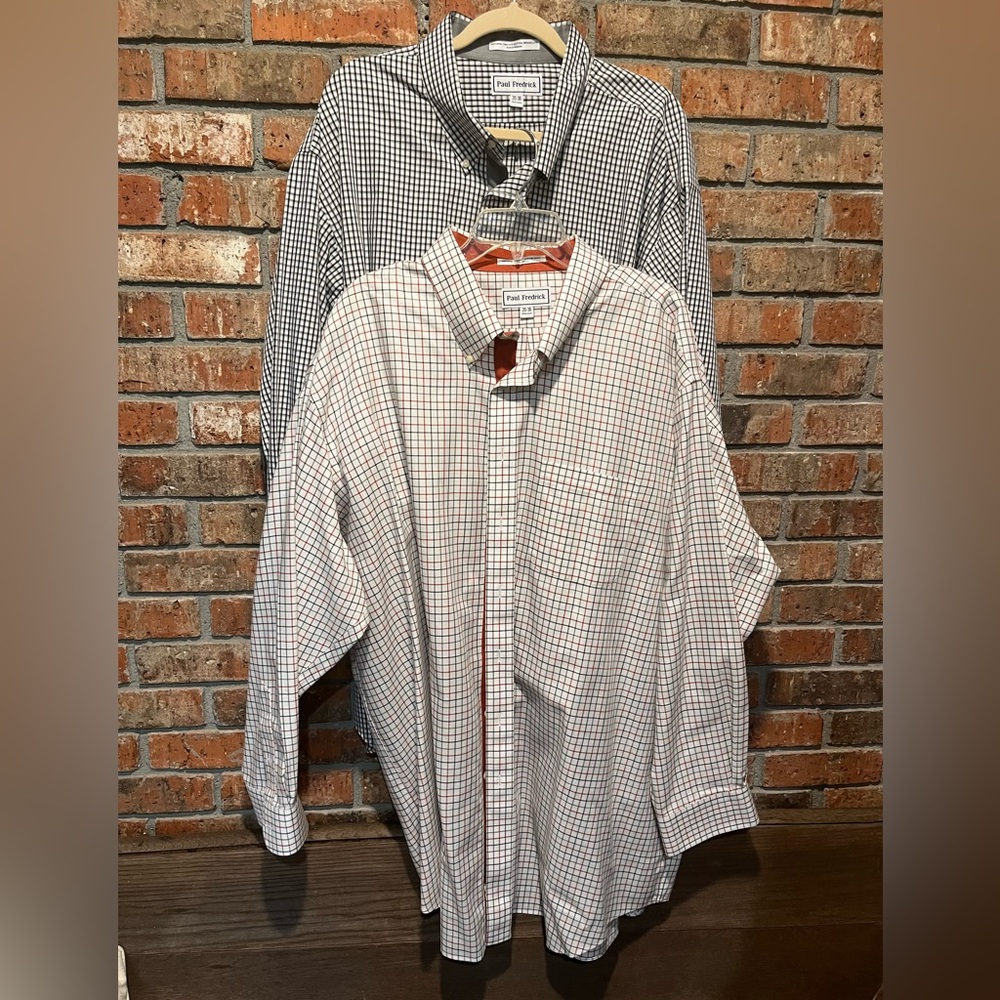 2 PAUL FREDRICK Mens Shirts 20-36 LS 100% Cotton. Excellent condition.